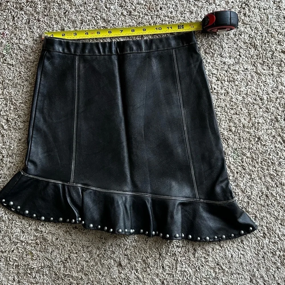 Zara Faux Women's Black Faux Leather Asymmetrical Skirt Size XS
